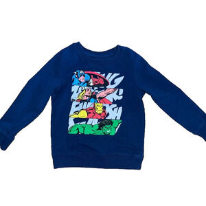 Marvel Lenticular Patch Crewneck Sweatshirt Shirt 4T Navy A004673‎